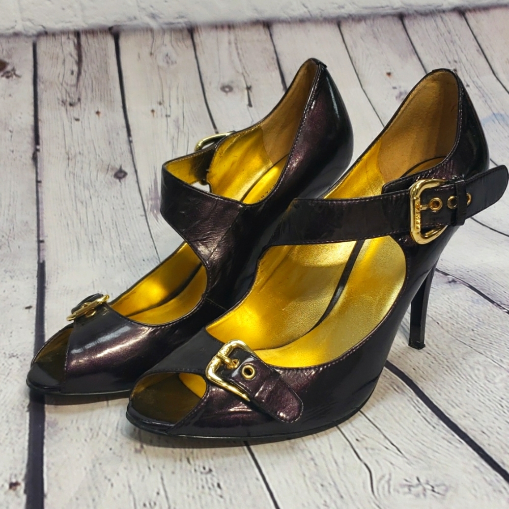 Guess Peep Toe Heels Purple 9
